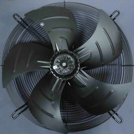 Вентилятор 4E-400 (220В) в сборе с крыльчаткой и решеткой